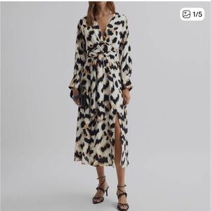 Reiss Black and White Animal Print Dress